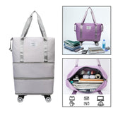 Maxbell Rolling Duffle Bag Apparel Tote Bag Pouch Wheeled for Outddor Sports Fitness gray