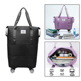 Maxbell Rolling Duffle Bag Apparel Tote Bag Pouch Wheeled for Outddor Sports Fitness black