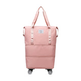 Maxbell Rolling Duffle Bag Apparel Tote Bag Pouch Wheeled for Outddor Sports Fitness pink