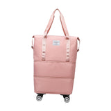 Maxbell Rolling Duffle Bag Apparel Tote Bag Pouch Wheeled for Outddor Sports Fitness pink