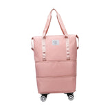 Maxbell Rolling Duffle Bag Apparel Tote Bag Pouch Wheeled for Outddor Sports Fitness pink