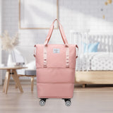 Maxbell Rolling Duffle Bag Apparel Tote Bag Pouch Wheeled for Outddor Sports Fitness pink