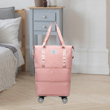 Maxbell Rolling Duffle Bag Apparel Tote Bag Pouch Wheeled for Outddor Sports Fitness pink