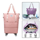 Maxbell Rolling Duffle Bag Apparel Tote Bag Pouch Wheeled for Outddor Sports Fitness pink