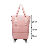 Maxbell Rolling Duffle Bag Apparel Tote Bag Pouch Wheeled for Outddor Sports Fitness pink