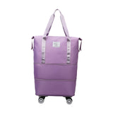 Maxbell Rolling Duffle Bag Apparel Tote Bag Pouch Wheeled for Outddor Sports Fitness purple