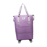 Maxbell Rolling Duffle Bag Apparel Tote Bag Pouch Wheeled for Outddor Sports Fitness purple