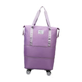 Maxbell Rolling Duffle Bag Apparel Tote Bag Pouch Wheeled for Outddor Sports Fitness purple