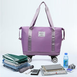 Maxbell Rolling Duffle Bag Apparel Tote Bag Pouch Wheeled for Outddor Sports Fitness purple