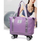 Maxbell Rolling Duffle Bag Apparel Tote Bag Pouch Wheeled for Outddor Sports Fitness purple