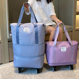 Maxbell Rolling Duffle Bag Apparel Tote Bag Pouch Wheeled for Outddor Sports Fitness purple red