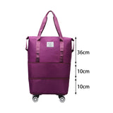 Maxbell Rolling Duffle Bag Apparel Tote Bag Pouch Wheeled for Outddor Sports Fitness purple red