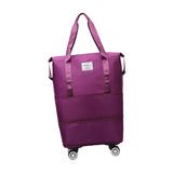 Maxbell Rolling Duffle Bag Apparel Tote Bag Pouch Wheeled for Outddor Sports Fitness purple red