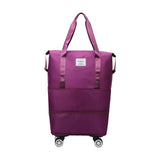 Maxbell Rolling Duffle Bag Apparel Tote Bag Pouch Wheeled for Outddor Sports Fitness purple red