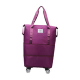 Maxbell Rolling Duffle Bag Apparel Tote Bag Pouch Wheeled for Outddor Sports Fitness purple red
