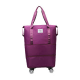 Maxbell Rolling Duffle Bag Apparel Tote Bag Pouch Wheeled for Outddor Sports Fitness purple red