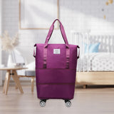 Maxbell Rolling Duffle Bag Apparel Tote Bag Pouch Wheeled for Outddor Sports Fitness purple red