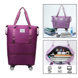 Maxbell Rolling Duffle Bag Apparel Tote Bag Pouch Wheeled for Outddor Sports Fitness purple red