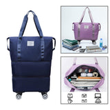 Maxbell Rolling Duffle Bag Apparel Tote Bag Pouch Wheeled for Outddor Sports Fitness dark blue