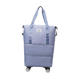 Maxbell Rolling Duffle Bag Apparel Tote Bag Pouch Wheeled for Outddor Sports Fitness light blue