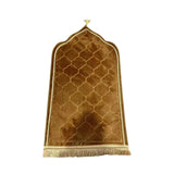 Maxbell Prayer Carpet Mat Soft Floor Rug Thick Ramadan Gifts Muslim Prayer Rug Thick brown