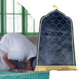 Maxbell Prayer Carpet Mat Soft Floor Rug Thick Ramadan Gifts Muslim Prayer Rug Thick blue