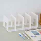 Maxbell Acrylic Bookends Space Saving Book Stand for Countertop Bookshelf Study Room White
