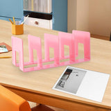 Maxbell Acrylic Bookends Space Saving Book Stand for Countertop Bookshelf Study Room Pink
