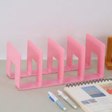 Maxbell Acrylic Bookends Space Saving Book Stand for Countertop Bookshelf Study Room Pink