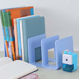 Maxbell Acrylic Bookends Space Saving Book Stand for Countertop Bookshelf Study Room Blue