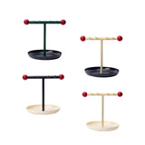 Maxbell Jewelry Organizer Stand with Tray Modern Hanging Organizer Jewelry Tray Dish Black Tray Green Rod