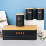 Maxbell Kitchen Canisters Set Rustic Metal Bread Box Bin for Coffee Shop Home Pantry