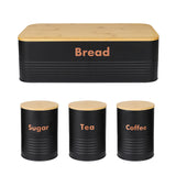 Maxbell Kitchen Canisters Set Rustic Metal Bread Box Bin for Coffee Shop Home Pantry