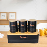Maxbell Kitchen Canisters Set Rustic Metal Bread Box Bin for Coffee Shop Home Pantry