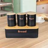 Maxbell Kitchen Canisters Set Rustic Metal Bread Box Bin for Coffee Shop Home Pantry