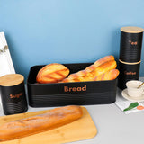 Maxbell Kitchen Canisters Set Rustic Metal Bread Box Bin for Coffee Shop Home Pantry