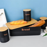 Maxbell Kitchen Canisters Set Rustic Metal Bread Box Bin for Coffee Shop Home Pantry