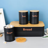 Maxbell Kitchen Canisters Set Rustic Metal Bread Box Bin for Coffee Shop Home Pantry