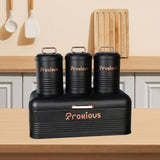 Maxbell Kitchen Canisters Set Kitchen Food Storage Container for Cookies Pantry Home Black
