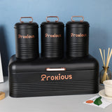 Maxbell Kitchen Canisters Set Kitchen Food Storage Container for Cookies Pantry Home Black