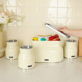 Maxbell Kitchen Canisters Set Countertop Rustic Food Jars for Grain Cookie Pet Treat White Bread Box Set