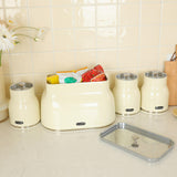 Maxbell Kitchen Canisters Set Countertop Rustic Food Jars for Grain Cookie Pet Treat White Bread Box Set