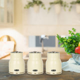 Maxbell Kitchen Canisters Set Countertop Rustic Food Jars for Grain Cookie Pet Treat 3 Small White Jars