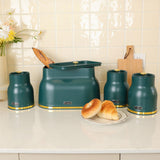 Maxbell Kitchen Canisters Set Countertop Rustic Food Jars for Grain Cookie Pet Treat Green Bread Box Set