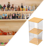 Maxbell Clear Acrylic Display Case for Collectibles Dolls Action Figure Display Case 2 Layer S