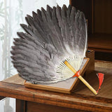 Maxbell Maxbell Ancient Chinese Zhuge Liang Feather Fan Decor Men for Festival Dance Holiday Style A