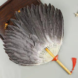 Maxbell Maxbell Ancient Chinese Zhuge Liang Feather Fan Decor Men for Festival Dance Holiday Style A
