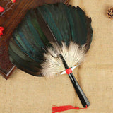 Maxbell Maxbell Ancient Chinese Zhuge Liang Feather Fan Decor Men for Festival Dance Holiday Style C