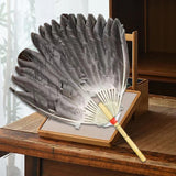 Maxbell Maxbell Ancient Chinese Zhuge Liang Feather Fan Decor Men for Festival Dance Holiday Style D