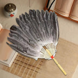 Maxbell Maxbell Ancient Chinese Zhuge Liang Feather Fan Decor Men for Festival Dance Holiday Style D